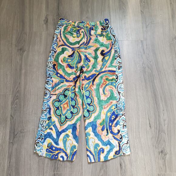 Maeve Pants 4P Anthropologie Art Wear Colorful Business Casual Satin Funky - Picture 2 of 10